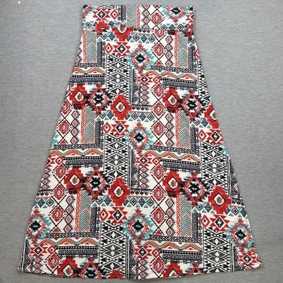 Rue 21 Womens Size XL Multicolor Aztec Print Maxi Skirt Stretch Wide Waistband - Picture 7 of 14